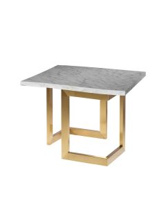 Geo End Table w/ Gold Base, White Marble Top