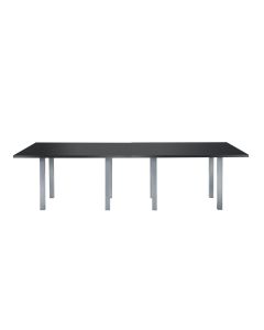 10ft rectangular conference table with black laminate top and silver