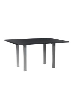 5ft square conference table with black laminate top and silver