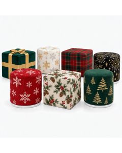 ottomans with custom holiday slipcovers