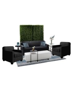 Stylish event rental package with black soft seating