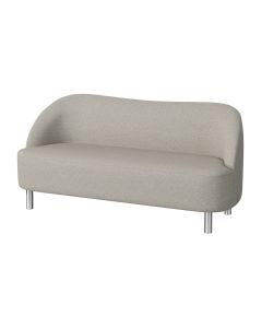 beige loveseat with heathered oat fabric and polished stainless steel legs