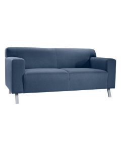blue loveseat with chrome legs