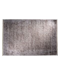 Large distressed-patterned rug area rug with neutral beige tones. 