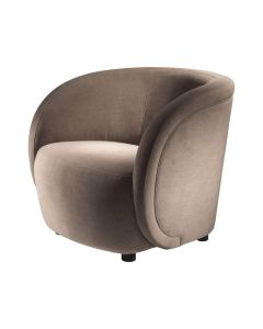 angle view of mink velvet monroe chair