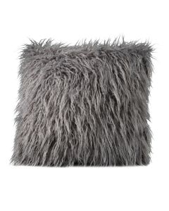 Mongolian Faux Fur Pillow, Gray