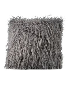 Plush gray faux fur accent pillow. 