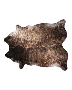 Large western-style cowhide area rug with neutral brown tones for parties and events. 