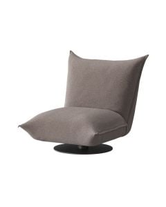 plush swivel lounge chair with gray seat and black swivel base