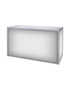 Classic 6ft chrome-framed white acrylic bar with LED lighting. 