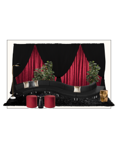 Red, black and gold holiday-inspired furniture