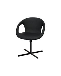 charcoal chair with oribtal padded seat and sleek black base