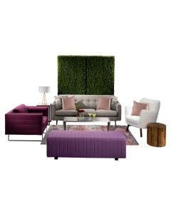 Event rental package with gray and white soft seating