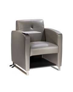 Soft dove gray vinyl powered chair with under the seat storage