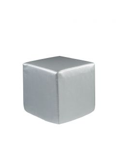 Vibe Cube Ottoman, Silver Vinyl