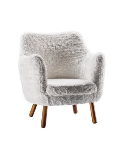 cream wagner chair with wood toned legs