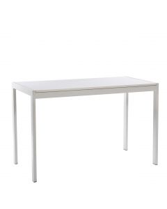 Classic white laminate top work table with white powder metal frame.. 