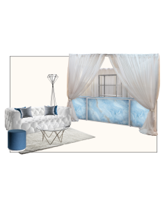 White, silver and blue holiday-inspired furniture