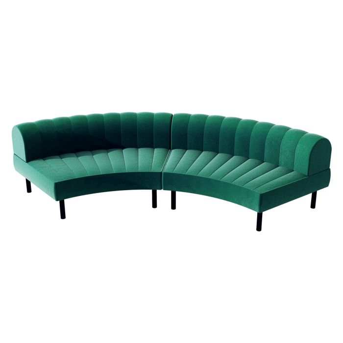 Rent the Endless Large Curve Low Back Loveseat Emerald Velvet