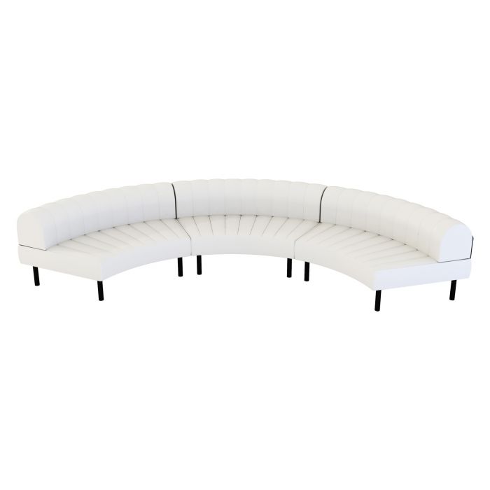 Endless White Vinyl Large Curve Low Back Sofa CORT Events