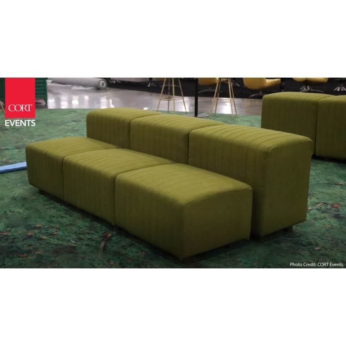 Rent the Beverly Small Bench Ottoman, Olive Green Fabric | CORT Events