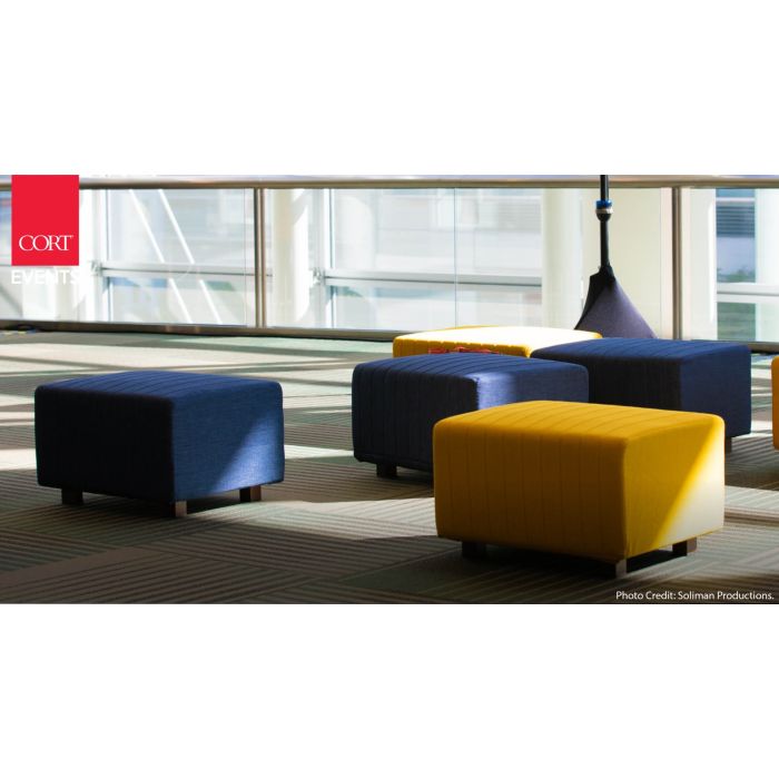 Rent the Beverly Small Bench Ottoman - Blue | CORT Events