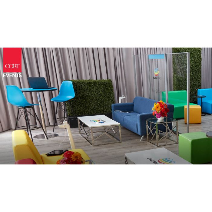 Rent the Blue Chelsea Barstool, Black Tower Base | CORT