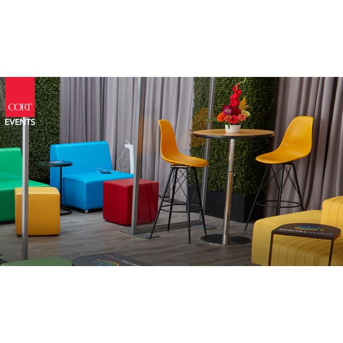 Rent the Yellow Chelsea Barstool, Black Base | CORT