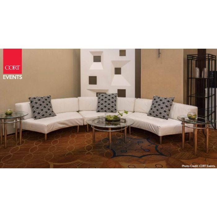 Rent the Endless Large Curve Low Back Sofa, White Vinyl | CORT Events