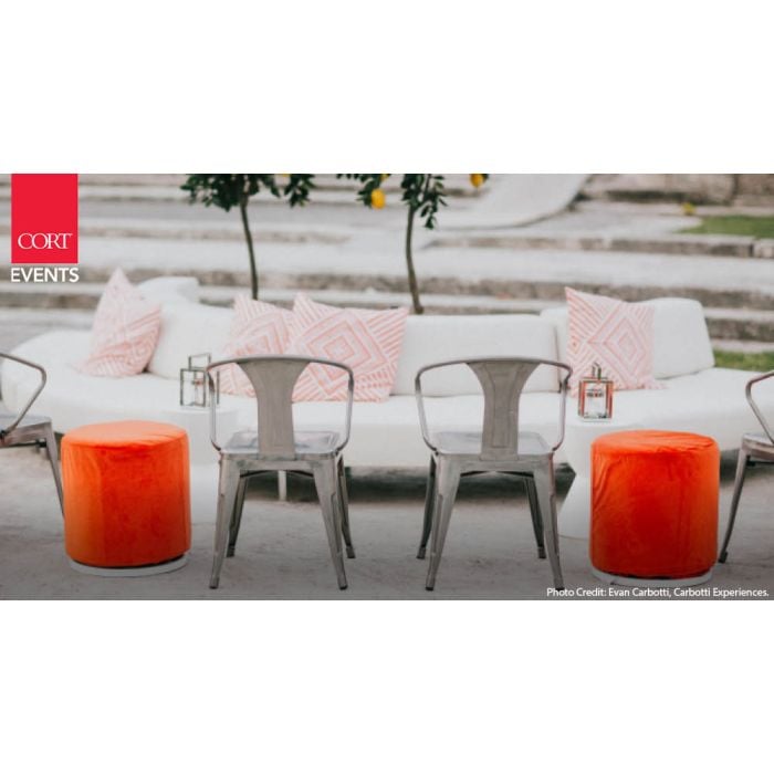 Rent the Endless Small Curve Low Back Sofa, White Vinyl | CORT Events