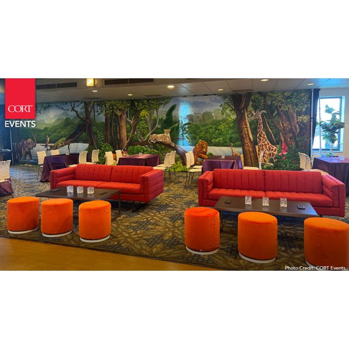 Rent the Marche Swivel Ottoman, Orange | CORT Events