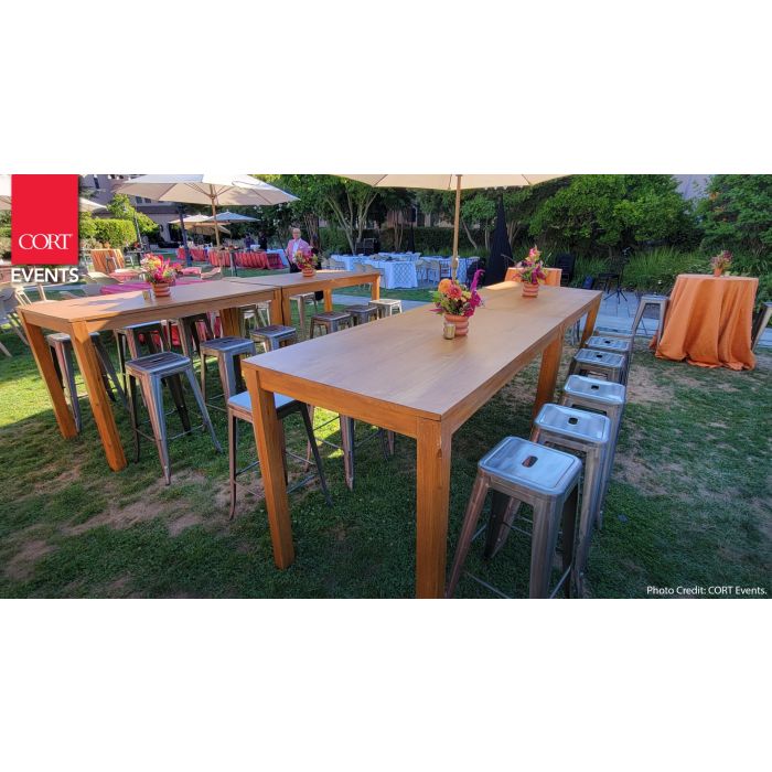 Rent the Rustique Communal Bar Table - Wood | CORT Events