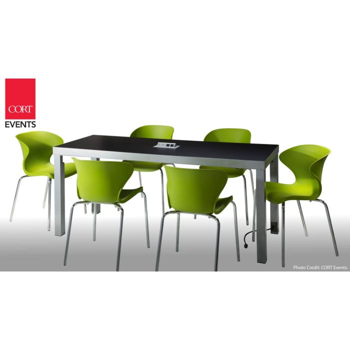 Rent the Ventura Powered Communal Cafe Table, Black Top | CORT Events