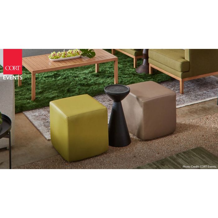Rent the Vibe Cube Ottoman - Citrus Green | CORT Events