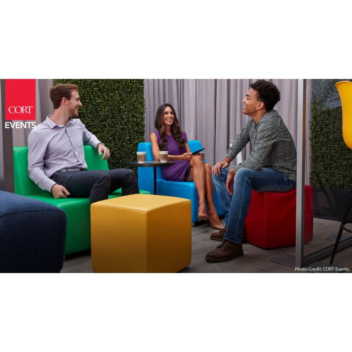 Rent the Vibe Cube Ottoman, Red Vinyl | CORT Events