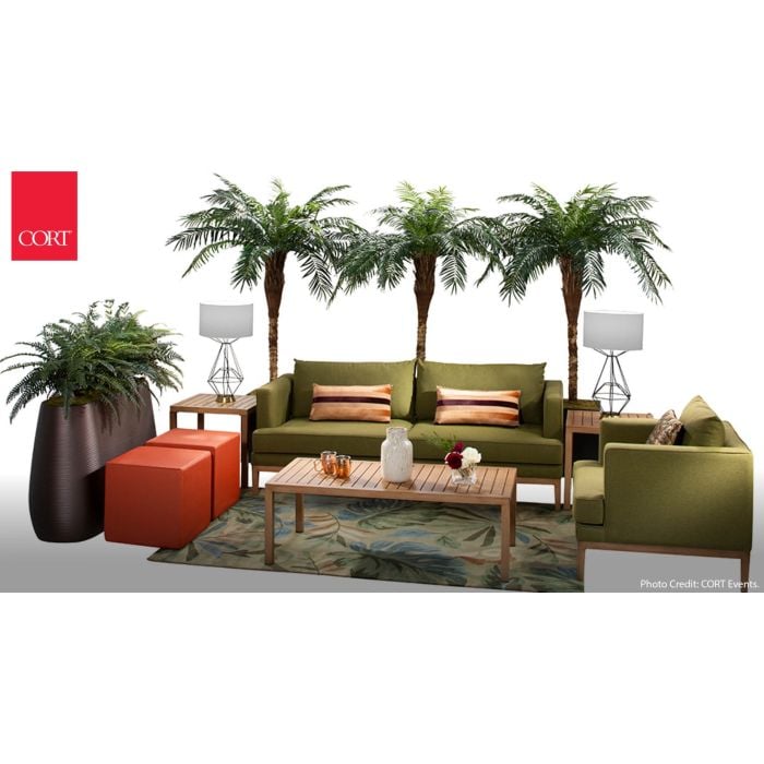 Rent the Vibe Cube Ottoman, Spice Orange Vinyl | CORT Events