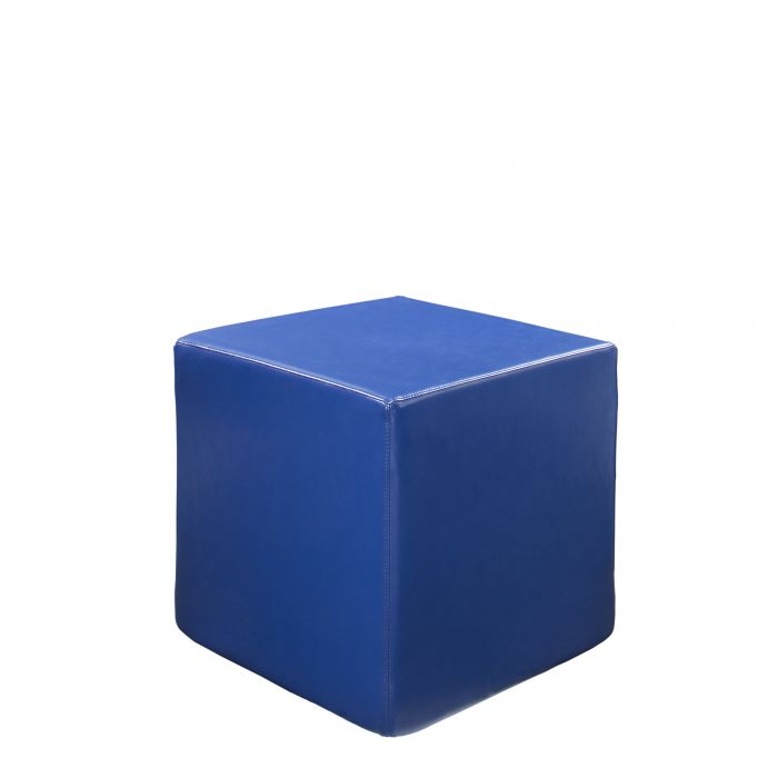 Rent the Vibe Cube Ottoman Blue Vinyl CORT Events