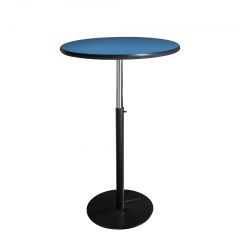 30" Round Bar Table w/ Black Hydraulic Base, Azure Blue Top