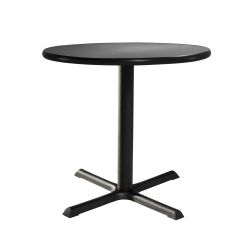 Cafe table with a black star base and gray gunmetal top for rent.