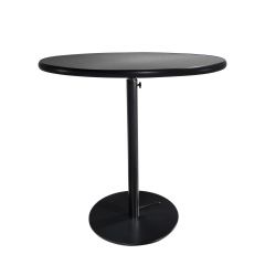30" Round Café Table w/ Black Hydraulic Base, Brushed Gunmetal Top