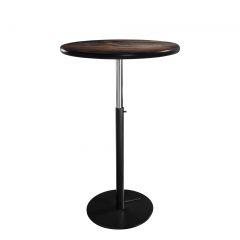 30" Round Bar Table w/ Black Hydraulic Base, Barnwood Top