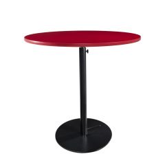 30" Round Café Table w/ Black Hydraulic Base, Red Top