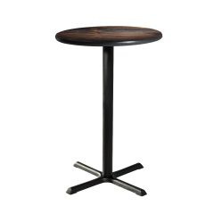 30" Round Bar Table w/ Standard Black Base, Barnwood Top