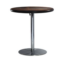 30" Round Café Table w/ Chrome Hydraulic Base, Barnwood Top