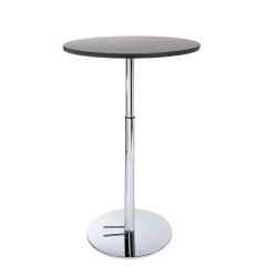 36" Round Bar Table w/ Chrome Hydraulic Base, Graphite Nebula Top