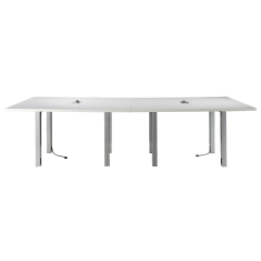 10ft rectangular communal conference table with silver legs.