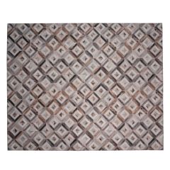 gray and brown rug with tile inspired pattern