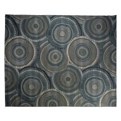 Large blue and gray circle-patterned area rug for seating areas