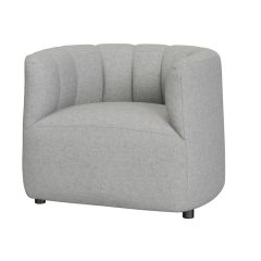 gray accent chair in stone textured fabric and channel stitched detailing