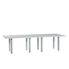 10ft rectangular conference table with white laminate top and silver